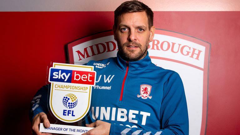 Jonathan Woodgate de Middlesbrough ganó el premio al Gerente del Mes del Campeonato Sky Bet en diciembre