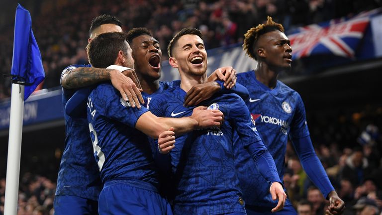 Jorginho celebrates with his Chelsea teammates - can they get over the line?