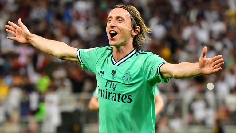 Luka Modric celebra el tercer gol del Real Madrid