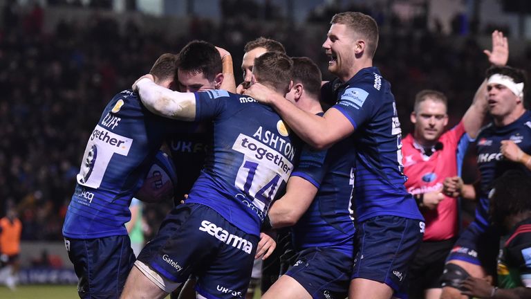 Sale Sharks plundered six tries past Harlequins at the AJ Bell Stadium on Friday