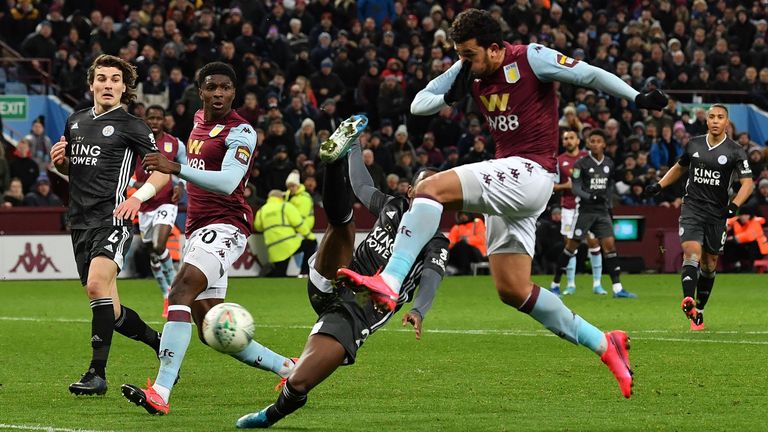 Aston Villa's Trezeguet struck late on to dump Leicester out of the Carabao Cup