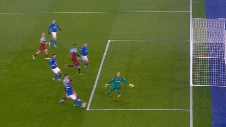 Harvey Barnes stays onside from Ricardo's cross