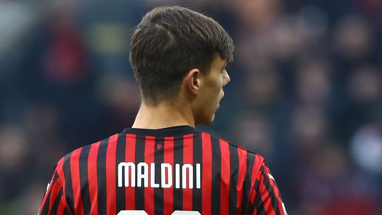 Maldini, son of AC Milan legend Paolo, cam on in stoppage time