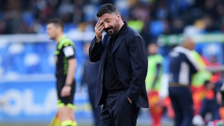 Napoli boss Rino Gattuso criticised VAR after his side were not awarded a penalty for a foul on Arkadiusz Milik during their game against Lecce on Sunday