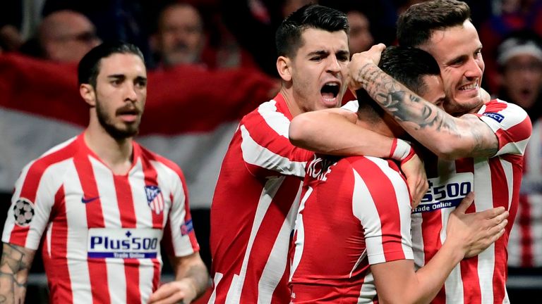 Saúl Niguez celebra su primer partido del Atlético de Madrid contra el Liverpool