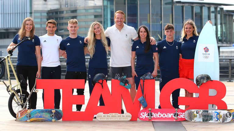 Diver Jack Laugher and climber Shauna Coxsey (third and fourth from left) were among the first of the GB athletes to secure their spot at Tokyo