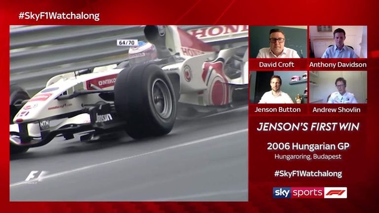 Watch along with Jenson Button as he relives the story of his incredible first win at the dramatic 2006 Hungarian GP, with Andrew Shovlin, Anthony Davidson and David Croft