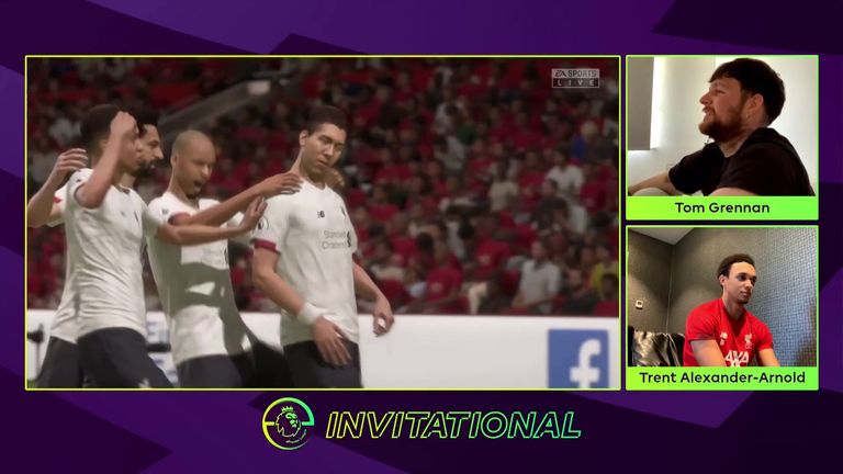 Liverpool's Trent Alexander Arnold thrashed musician Tom Grennan, who was representing Manchester United, in their ePL invitational match