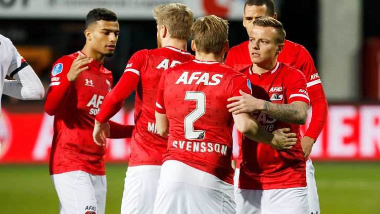 AZ Alkmaar were behind leaders Ajax only goal difference with nine games to play