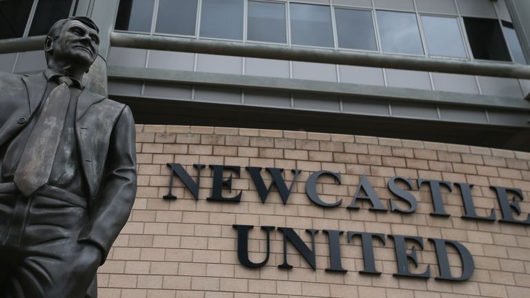 The statue of Sir Bobby Robson outside St James' Park