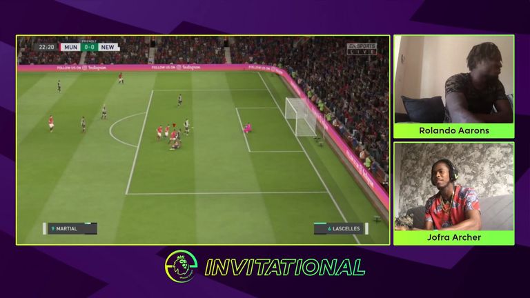 England bowler Jofra Archer showed off his gaming skills as his Manchester United side beat Newcastle's Rolando Aarons in the ePL Invitational