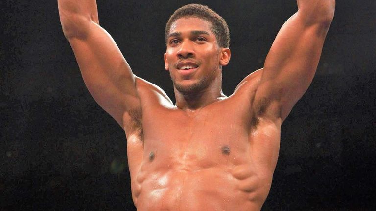 Joshua celebrated a stoppage win in the first round