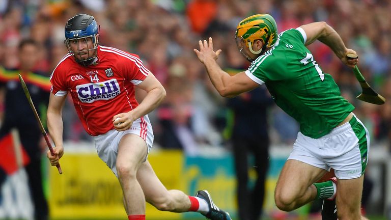 Conor Lehane of Cork evades Dan Morrissey of Limerick