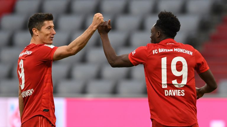 Robert Lewandowski added Bayern's third against Dusseldorf