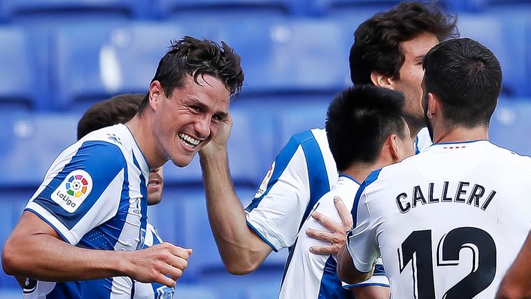 Bernardo celebrates his goal for Espanyol