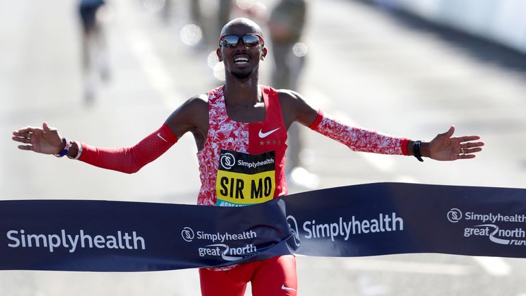 Sir Mo Farah won the men's elite race at the 2019 Great North Run