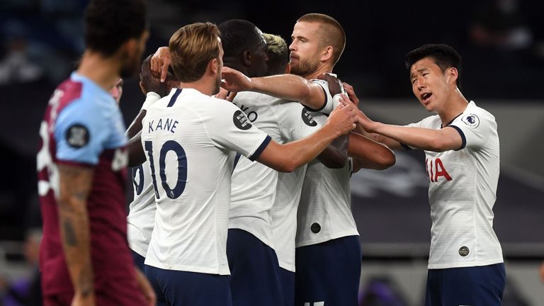Tottenham celebrate scoring a goal against West Ham