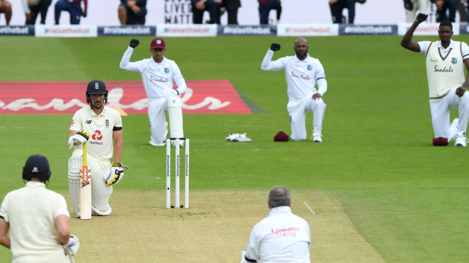 England, West Indies take a knee before first Test