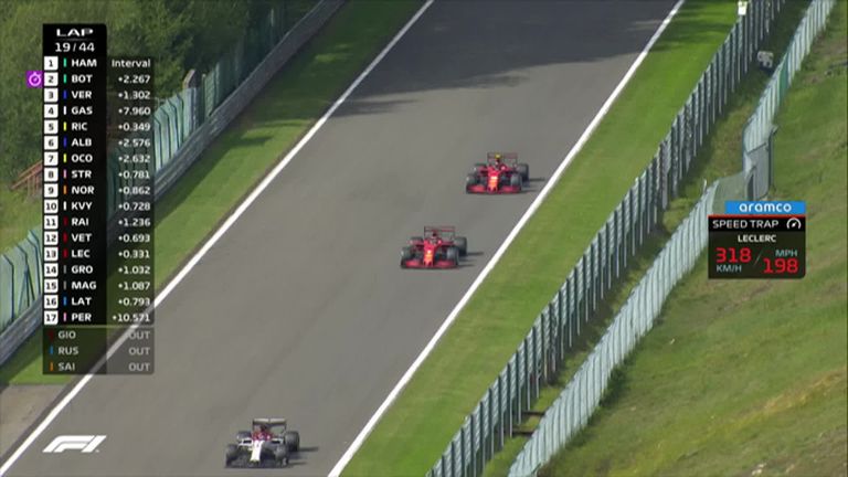 Ferrari duo of Charles Leclerc and Sebastian Vettel make contact as they fight for 13th and 14th position in Spa on a torrid day for the team