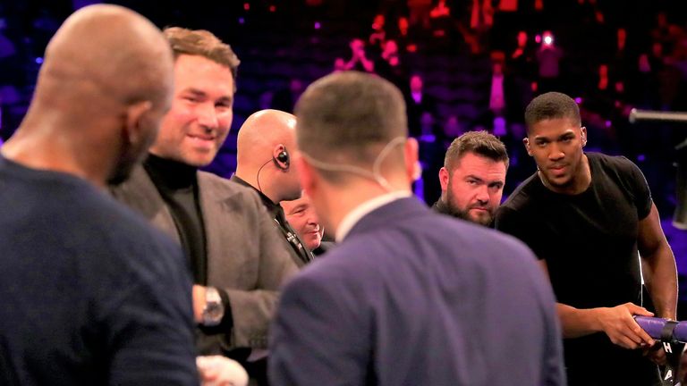 Joshua clashed angrily with Whyte at The O2