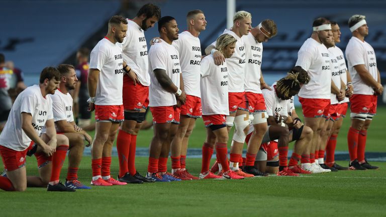Several Premiership clubs saw players split between taking a knee and not doing so