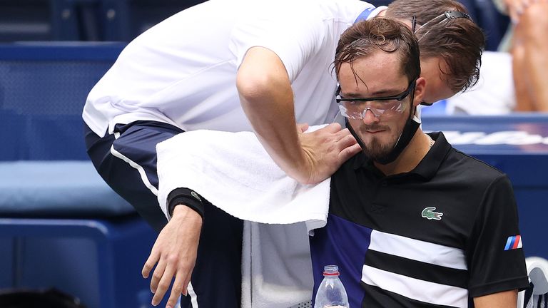 Medvedev overcame his physical issues to progress into the last four