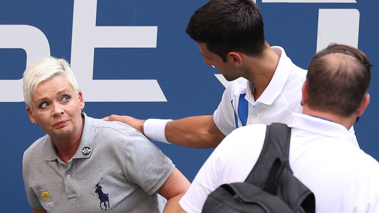 Djokovic accidentally struck a line judge in the neck with the ball
