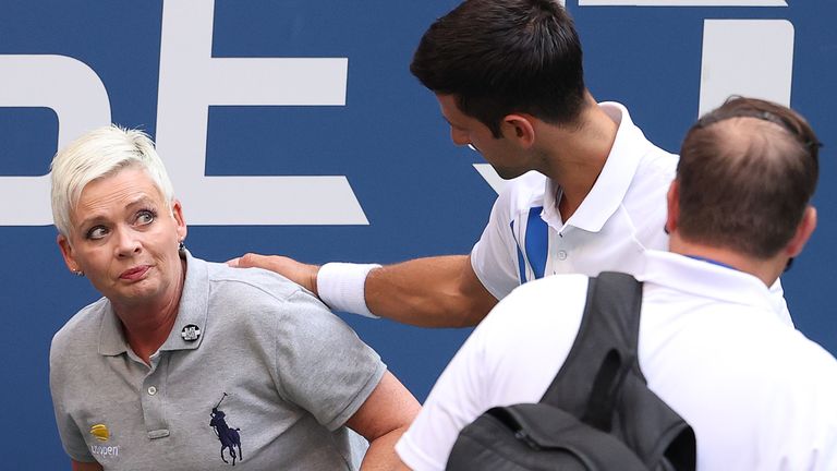 Novak Djokovic had to play after hitting a line judge with a tennis ball as a player due to a player from the fourth round match at the US Open.