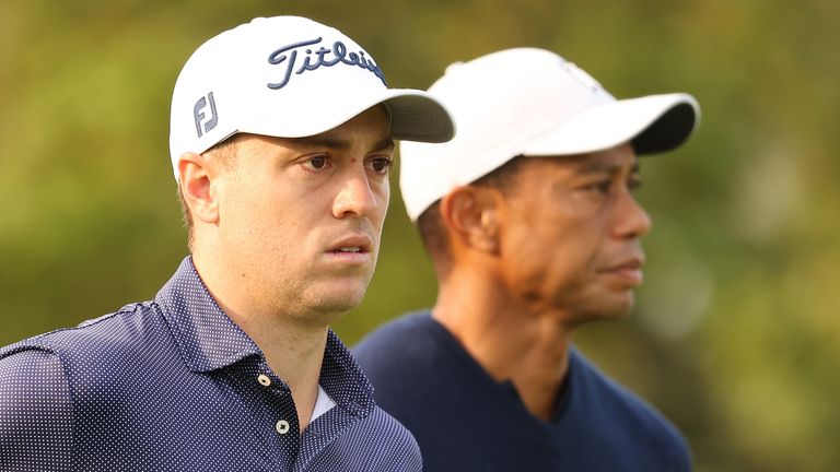 Woods is eight shots behind Justin Thomas