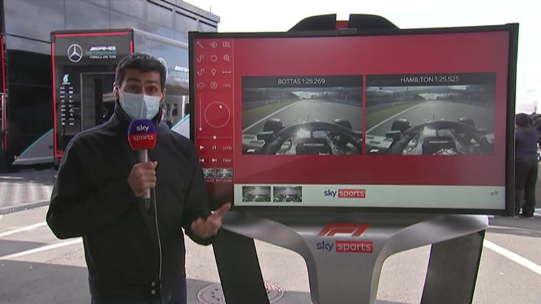 Sky F1's Karun Chandhok analyses  Mercedes duo Valtteri Bottas and Lewis Hamilton's  qualifying laps at Eifel GP .
