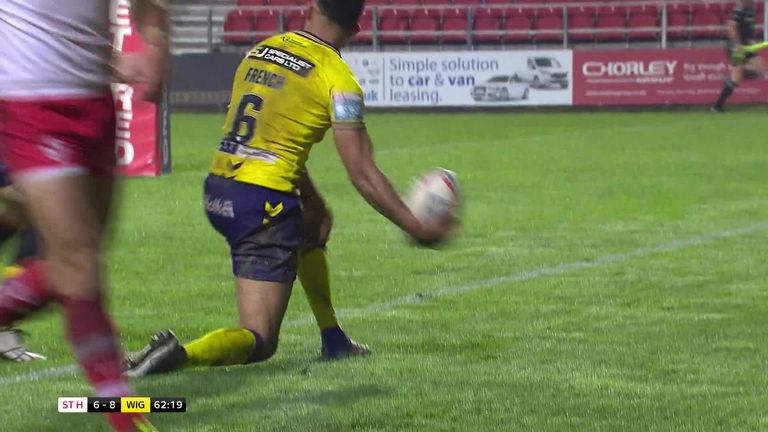 Watch highlights as Wigan Warriors beat St Helens 18-6 in Friday's Super League, to move to the top of the table. 