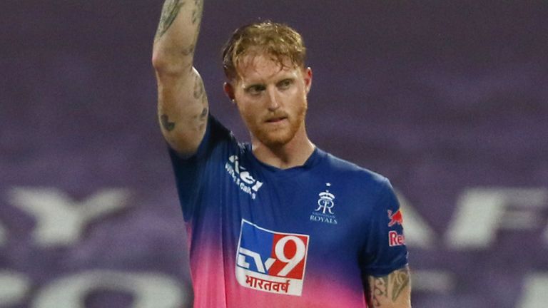 Ben Stokes celebrates his century for Rajasthan Royals against Kings XI Punjab last season