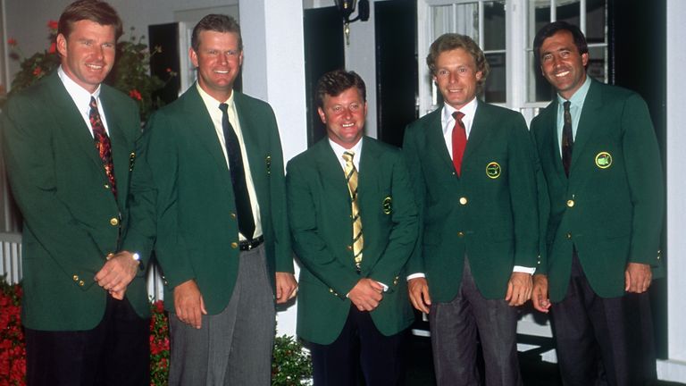 Sandy Lyle (second left) was part of a dominant era for European golf at The Masters