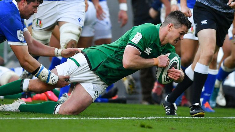 Johnny Sexton scored a try and kicked superbly as Ireland moved to the top of the Six Nations table 