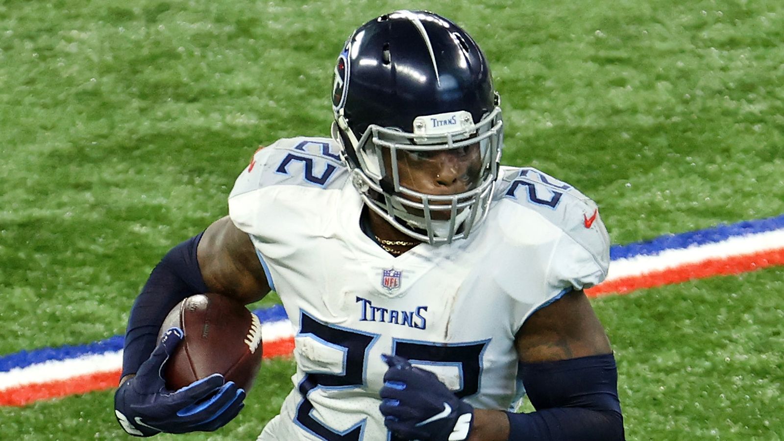 Indianapolis, Indiana, USA. 01st Dec, 2019. Tennessee Titans running back Derrick  Henry (22) during pregame of NFL football game action between the Tennessee  Titans and the Indianapolis Colts at Lucas Oil Stadium