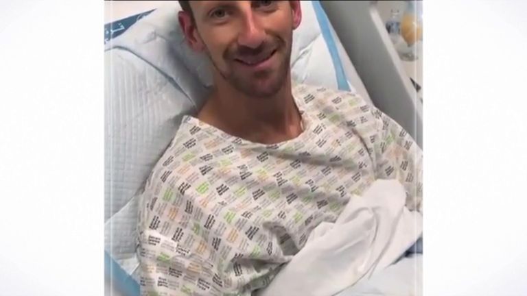 Romain Grosjean posted a message of thanks to the marshals at the Bahrain Grand for 'keeping me alive' following his horror crash on Sunday.