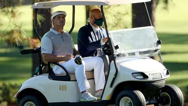 DeChambeau was taken back to the tee after failing to find his ball in time