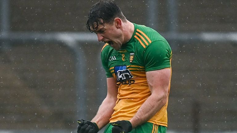 Hugh McFadden of Donegal celebrates at the full-time whistle