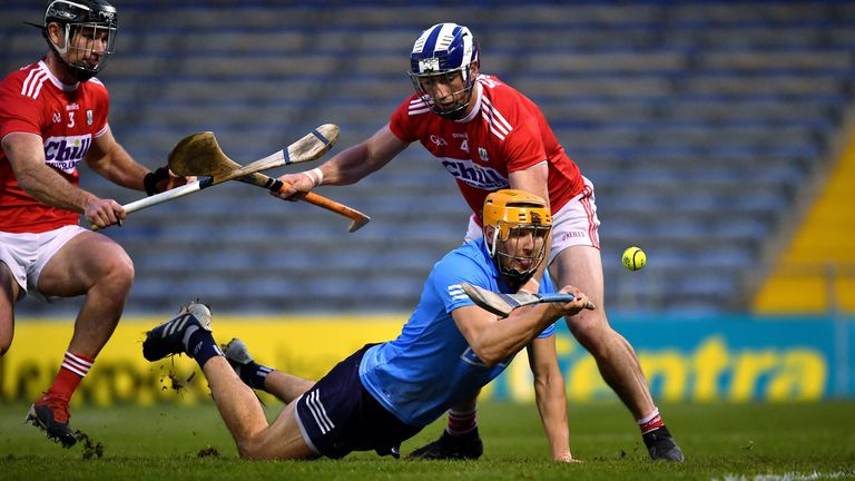 Dillon attempts to score from his knees