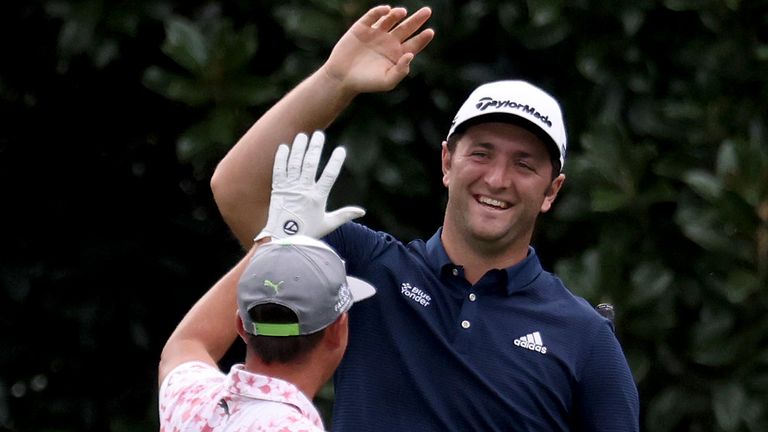 Rickie Fowler was the first to congratulate Jon Rahm for his extraordinary hole-in-one