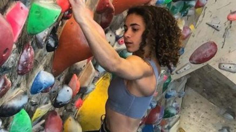Climber and Sky Sports Scholar Molly Thompson-Smith shows off her training for the European Championships in Moscow - her last chance to qualify for the Tokyo Olympics