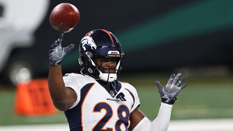 Denver Broncos running back Royce Freeman is expected to start as an emergency quarterback on Sunday