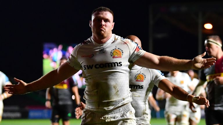 Exeter's Sam Simmonds scored a hat-trick, as he sent a big message to England head coach Eddie Jones of his qualities 