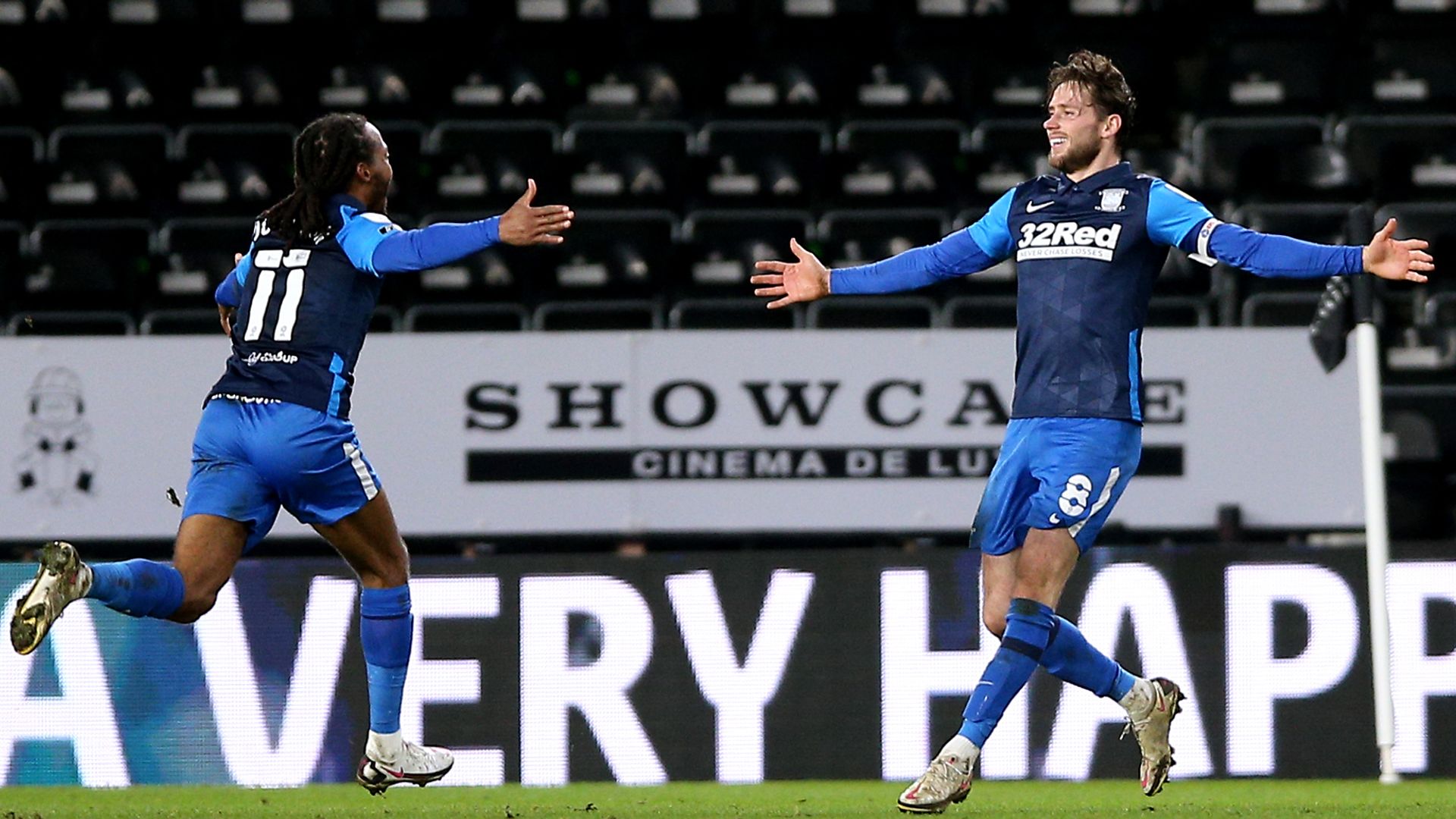 Preston strike late to sink 10-man Derby