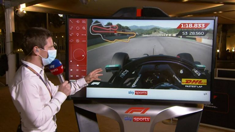 Sky F1's Anthony Davidson analyses Lewis Hamilton's fastest lap from the Tuscan GP on the SkyPad, after the Mercedes driver won his fifth DHL Fastest Lap Award