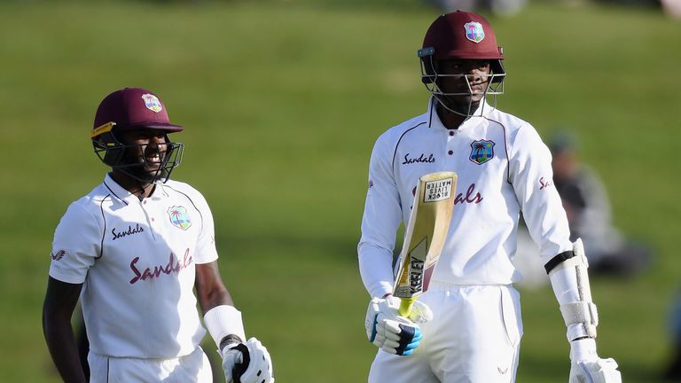 Alzarri Joseph (R) scored his maiden Test half-century in a defiant stand with Jermaine Blackwood for the West Indies