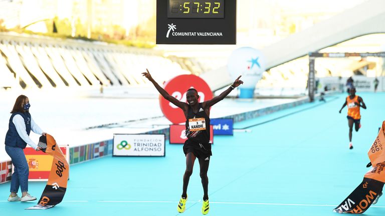 Kibiwott Kandie smashed the half marathon world record on Sunday