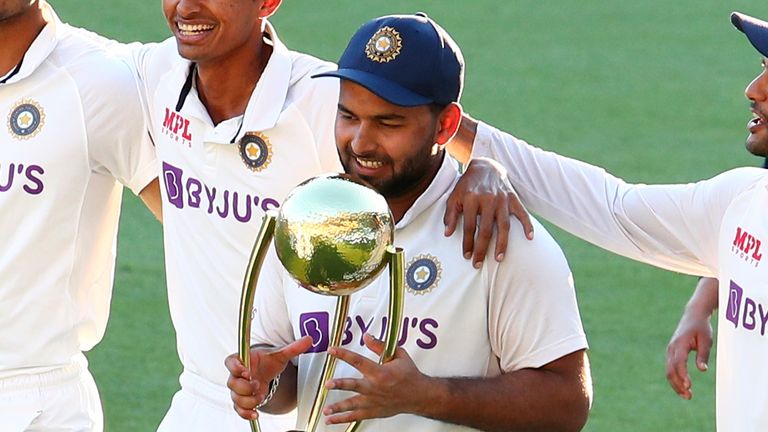 Rishabh Pant celebrates after helping India beat Australia