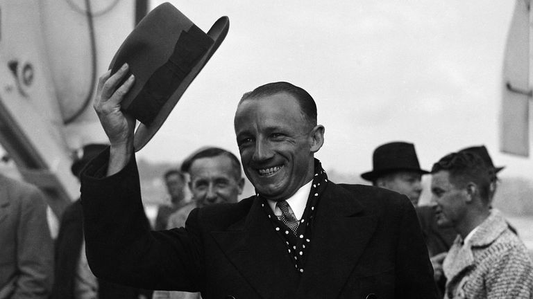 Don Bradman's 116 helped Australia 1948 beat England 2010 in the second Test of their simulated semi-final