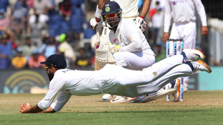 Ajinkya Rahane caught Moeen Ali in a slip after Axar Patel's delivery deviated from Pant's thigh (Image Credit - BCCI)